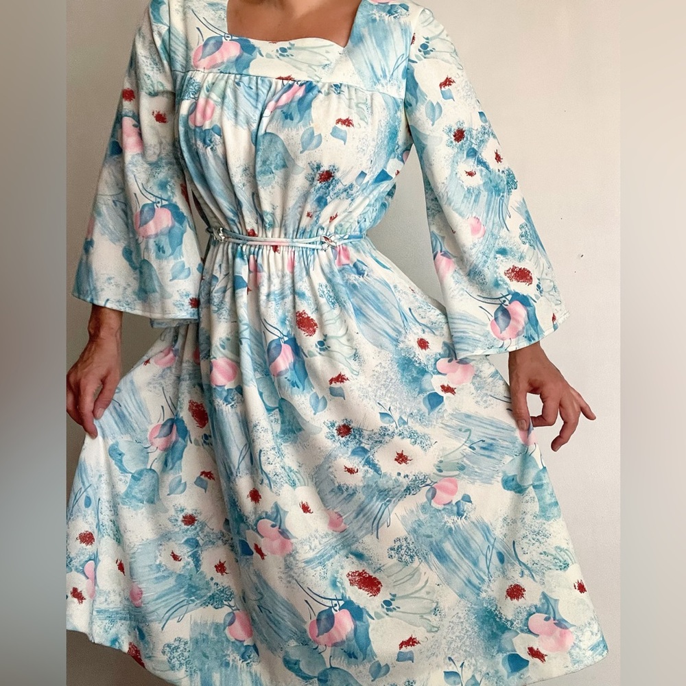 Vintage 80s Abstract Print Day Dress Party Dress